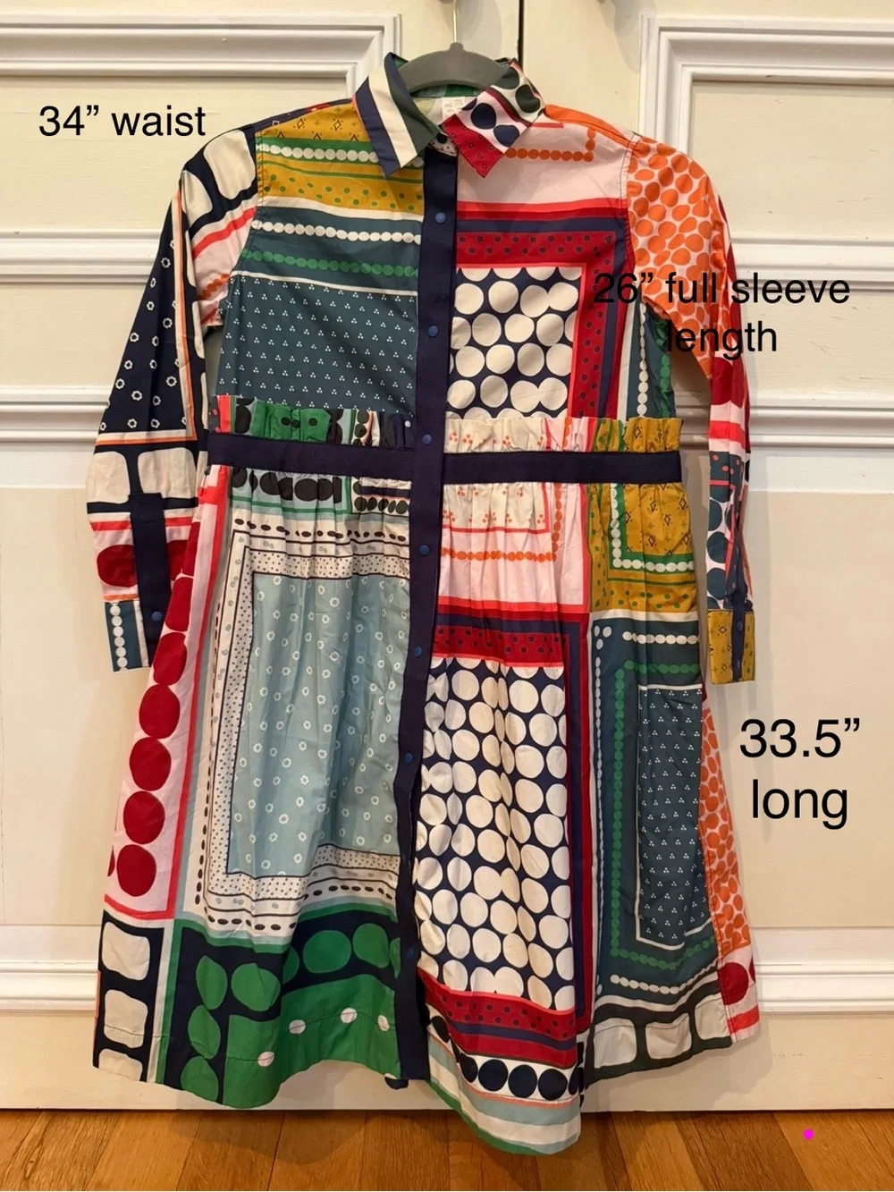 TIA CIBANI Girls' Multicolor Patchwork Shirt Dress sz 7/8